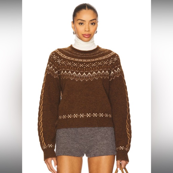 Guest In Residence Cloud Chalet Crew Sweater in Chestnut Combo - Picture 2 of 7